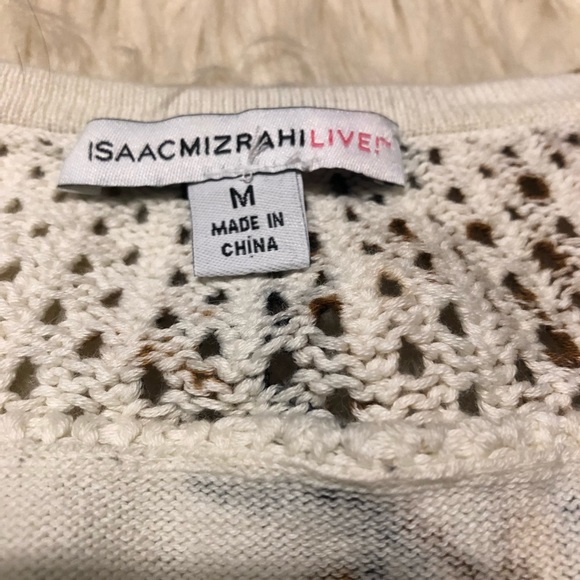 Isaac Mizrahi Live Crochet Neck Rose Cardigan - Picture 6 of 7